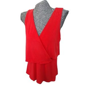 Anthropologie Deletta Red Sleeveless Blouse Large